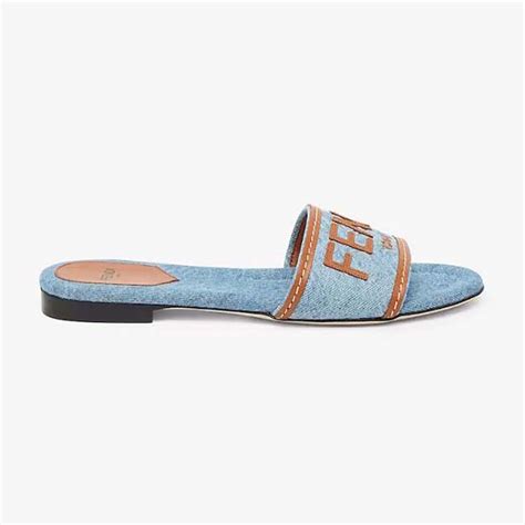 fendi flip flops with bow|Fendi denim slides.